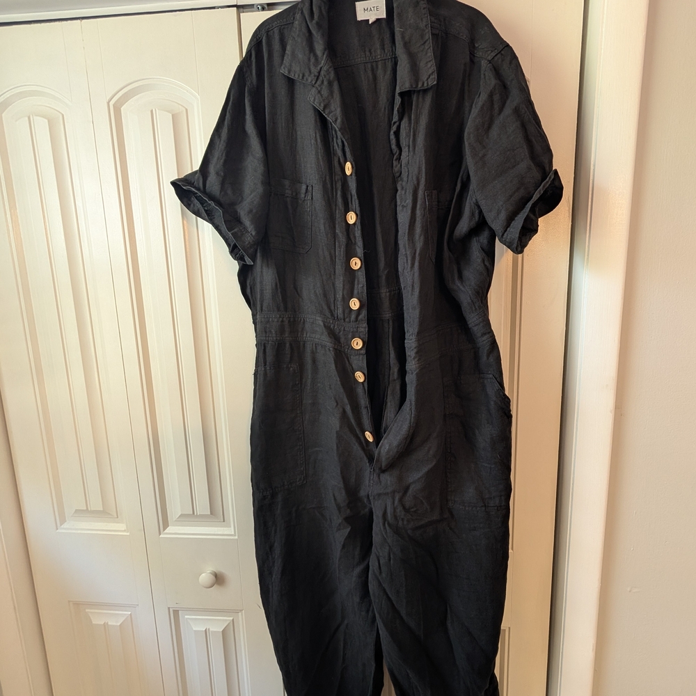 Mate Black Button-Front Jumpsuit
